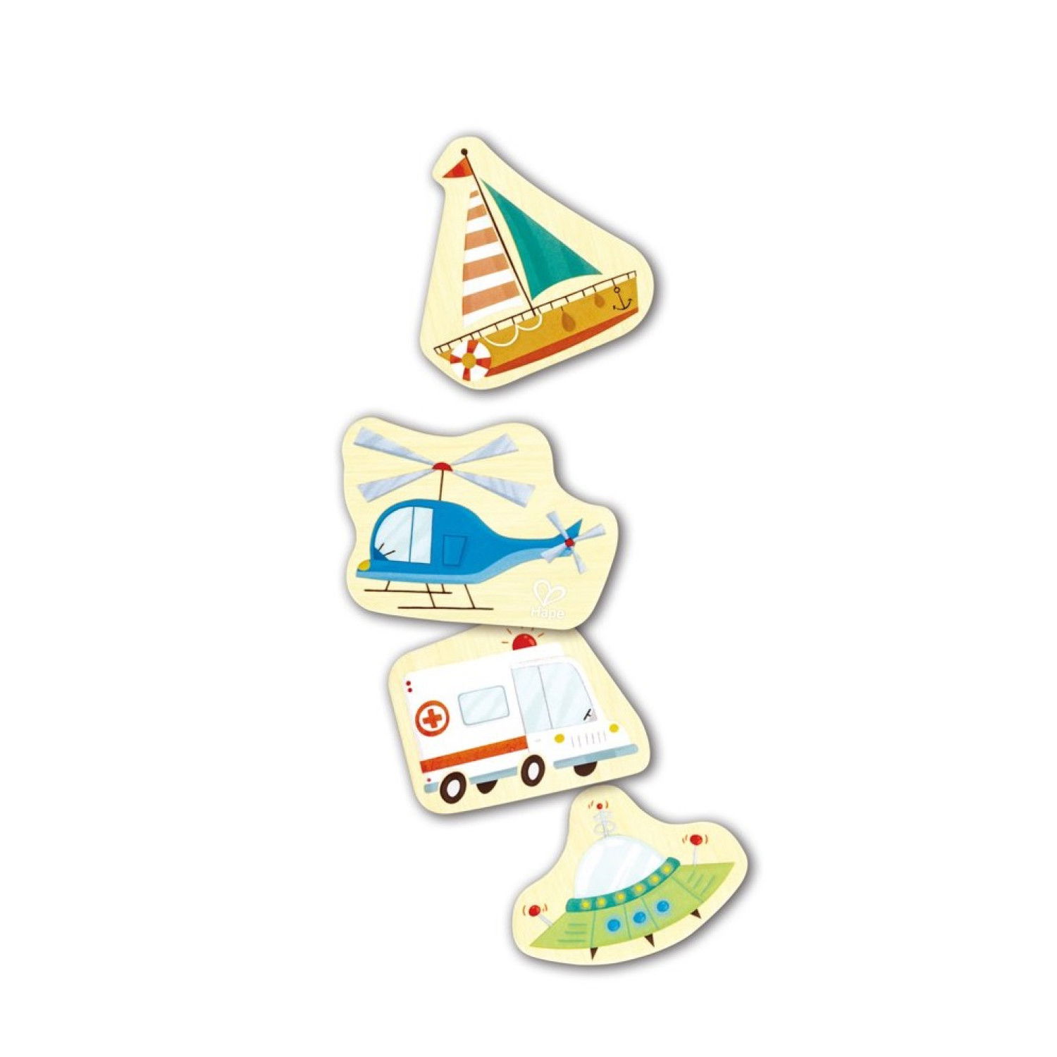 Дървени магнитни фигури Превозни средства, Hape