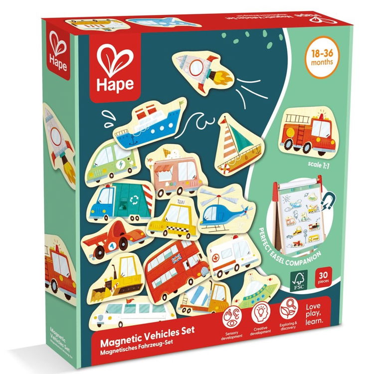 Дървени магнитни фигури Превозни средства, Hape