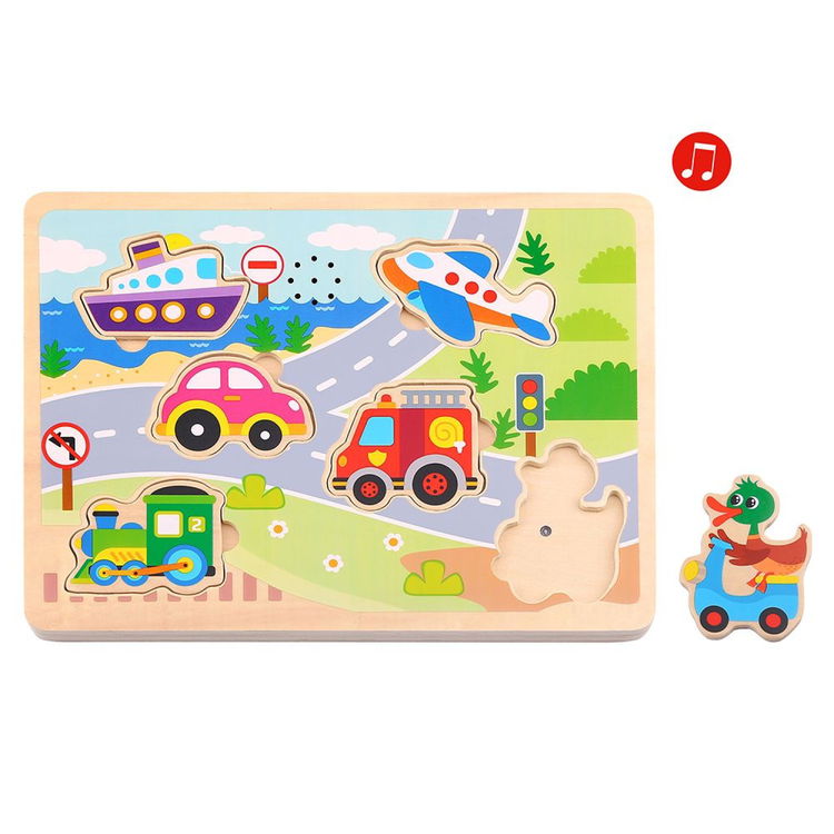 Дървен музикален пъзел Превозни средства