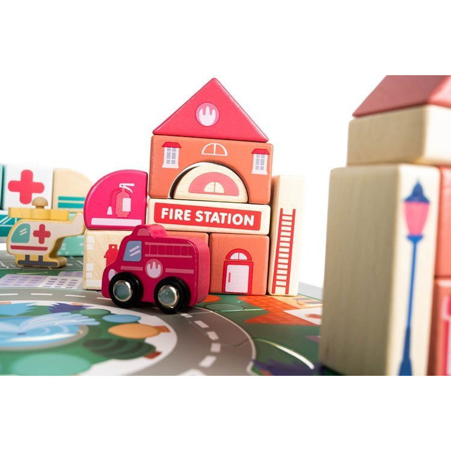 Дървен конструктор Направи си град, 115 части