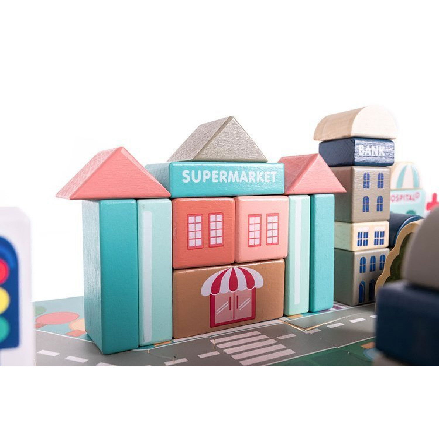 Дървен конструктор Направи си град, 115 части