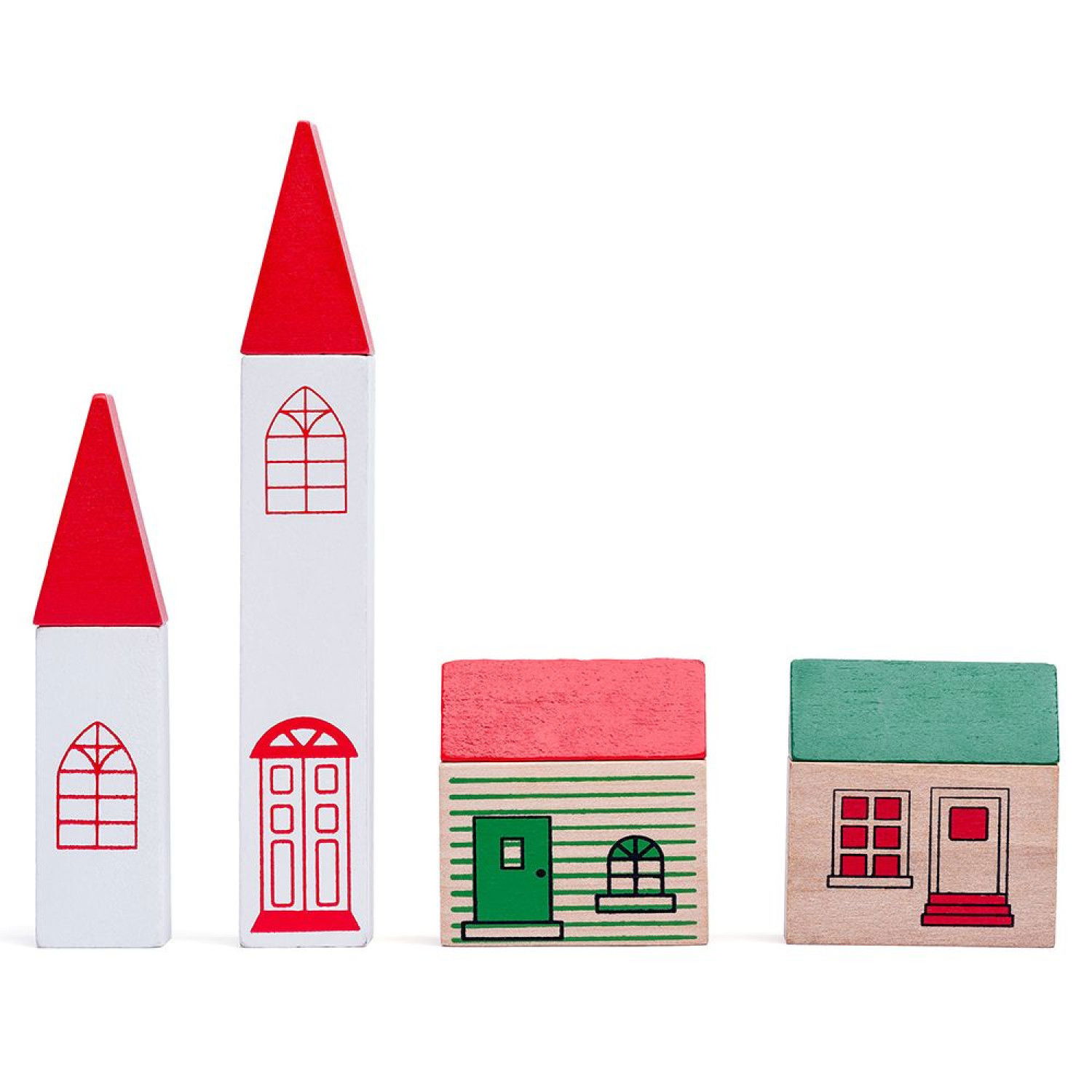 Дървен влак с релси, с пързалка и кран