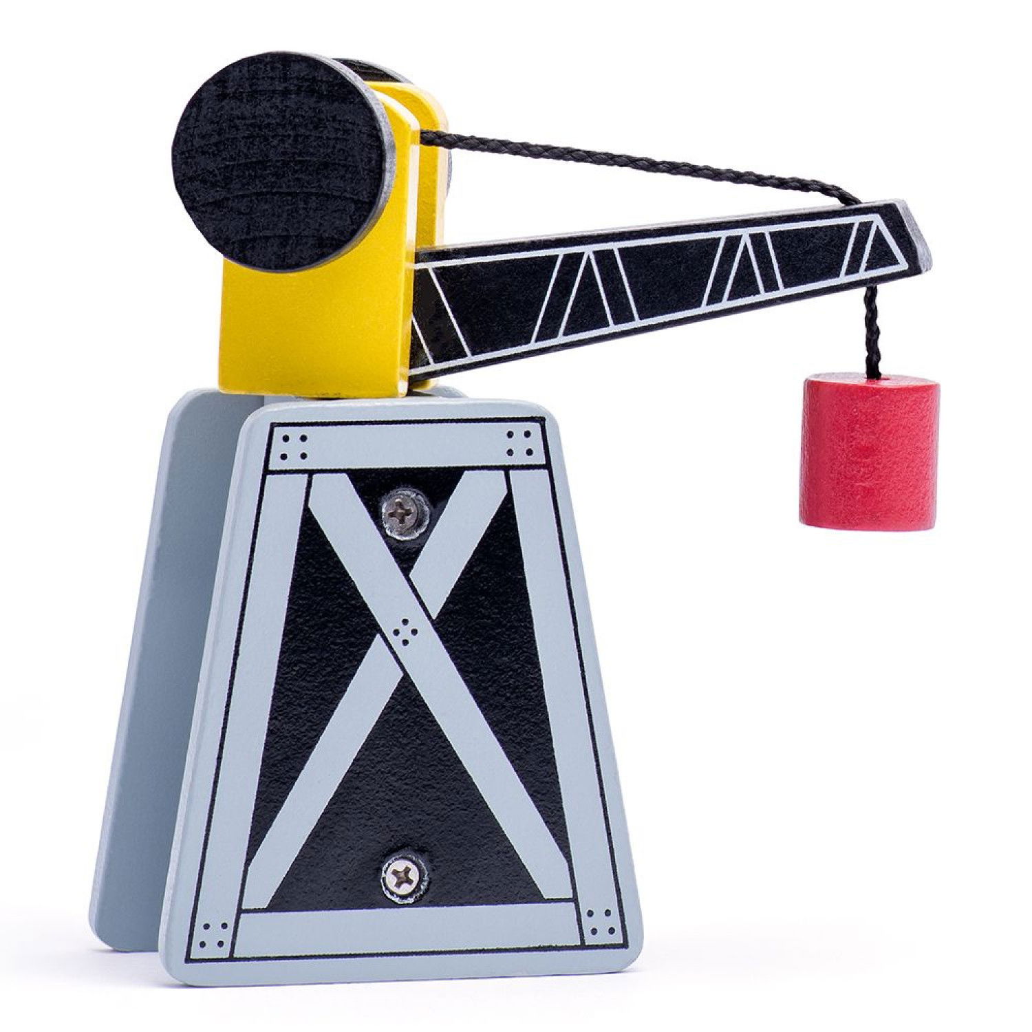 Дървен влак с релси, с пързалка и кран