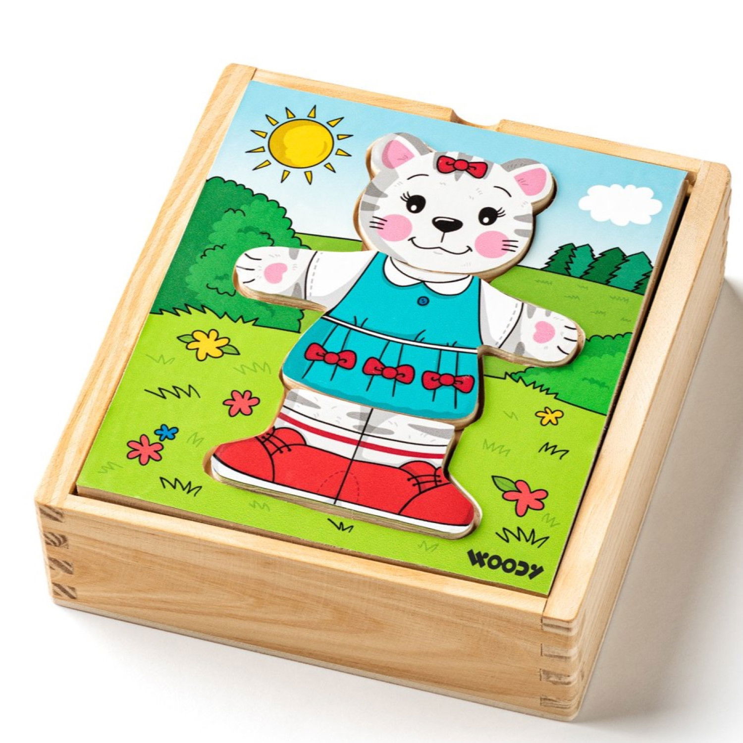 Комплект 6 дървени пъзела Котето Мъри