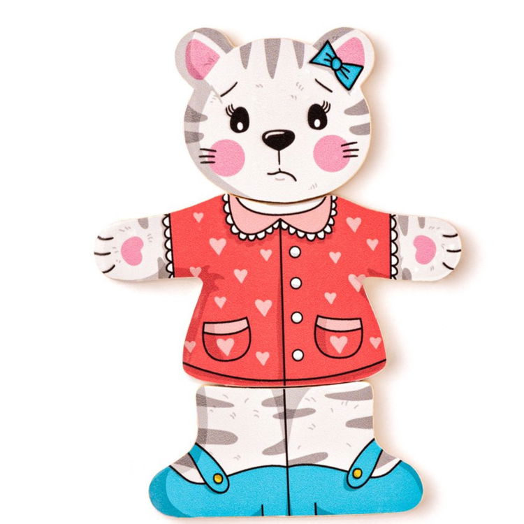 Комплект 6 дървени пъзела Котето Мъри