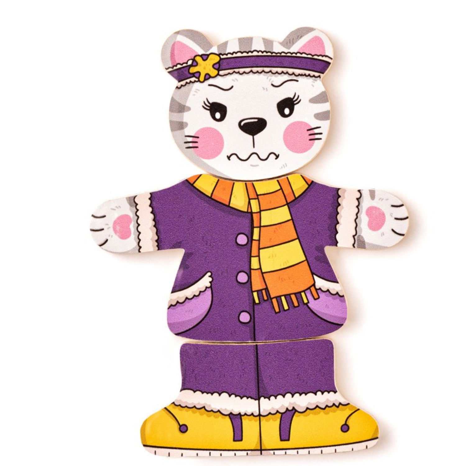 Комплект 6 дървени пъзела Котето Мъри