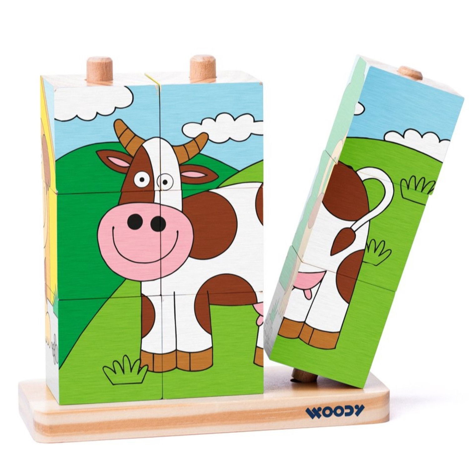 Дървен пъзел за нанизване Фермата