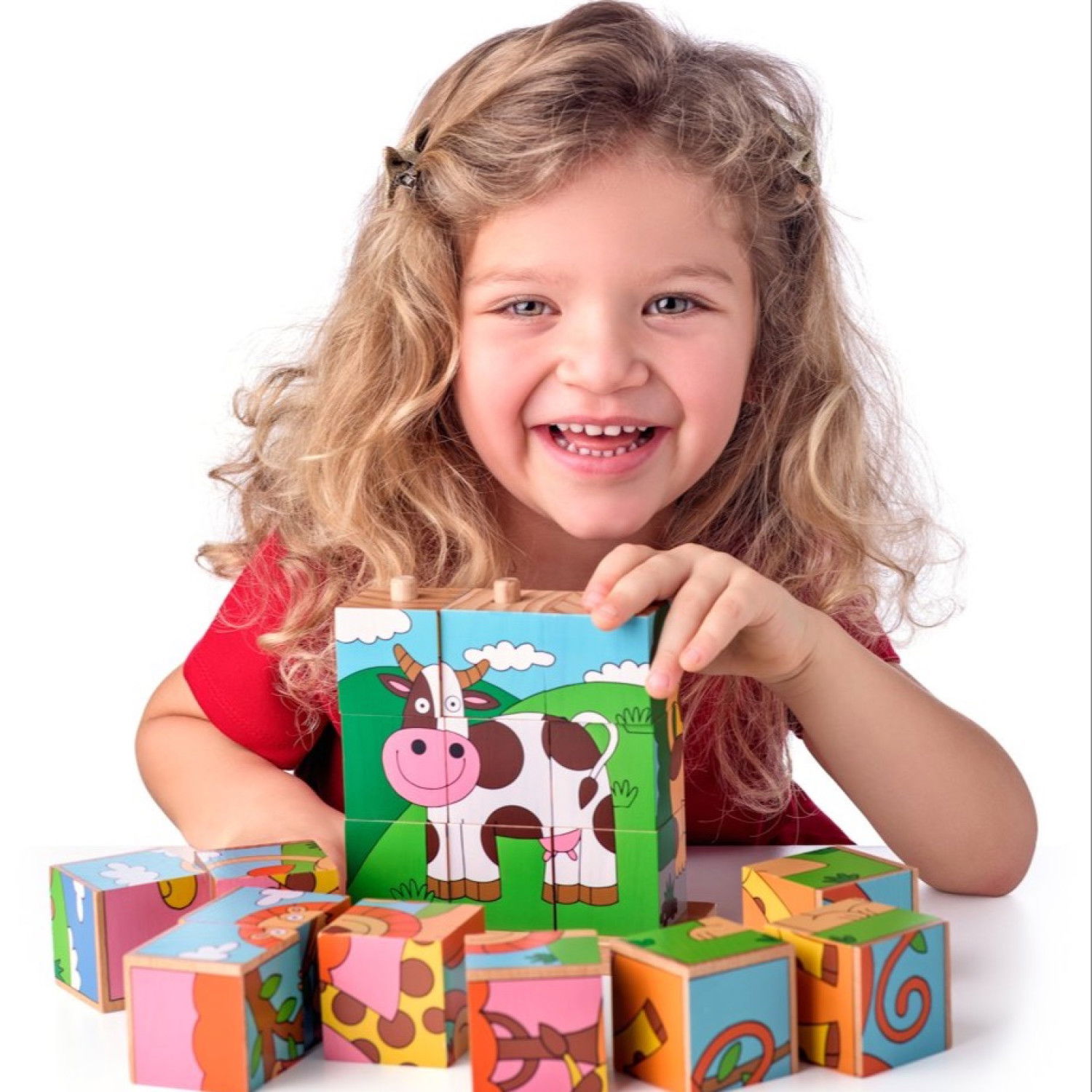 Дървен пъзел за нанизване Фермата