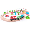 Комплект дървено влакче с релси и аксесоари, 40 части