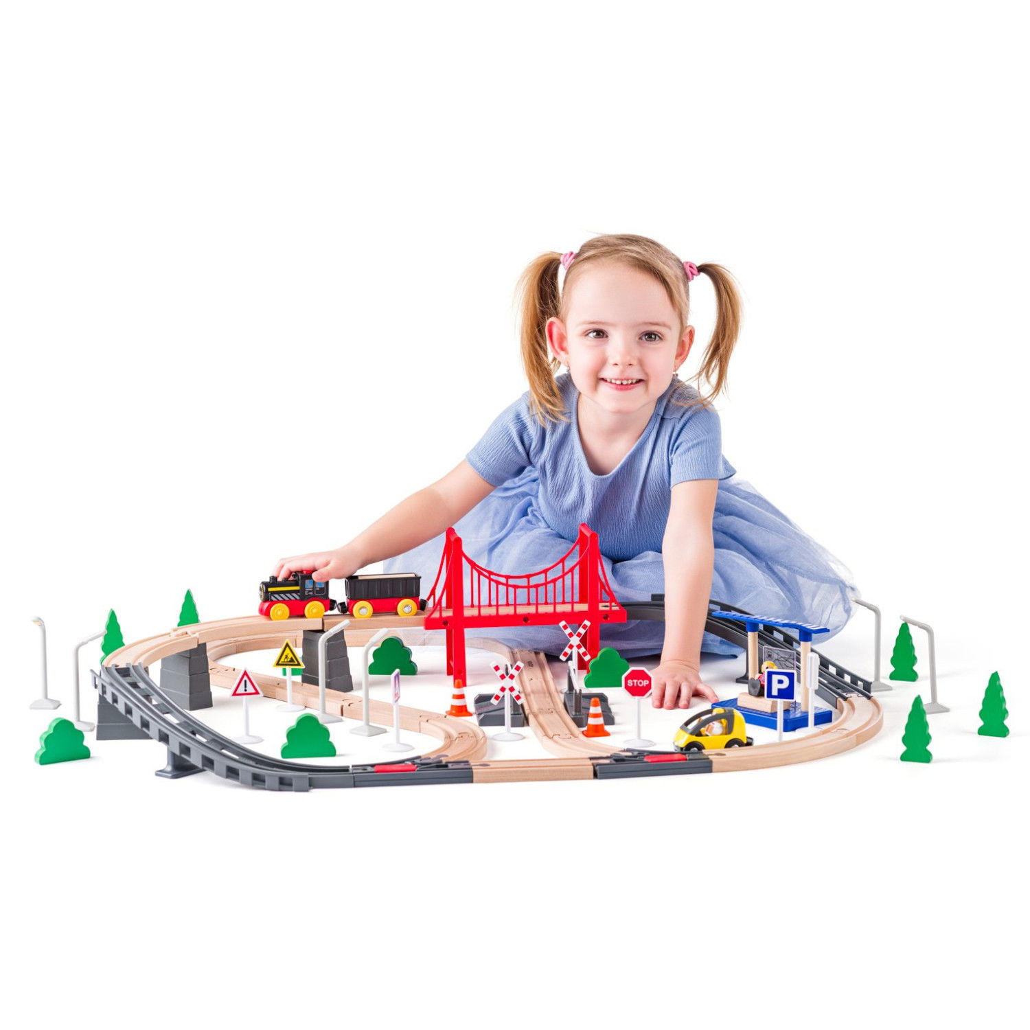 Комплект електрическо влакче с аксесоари, 80 части