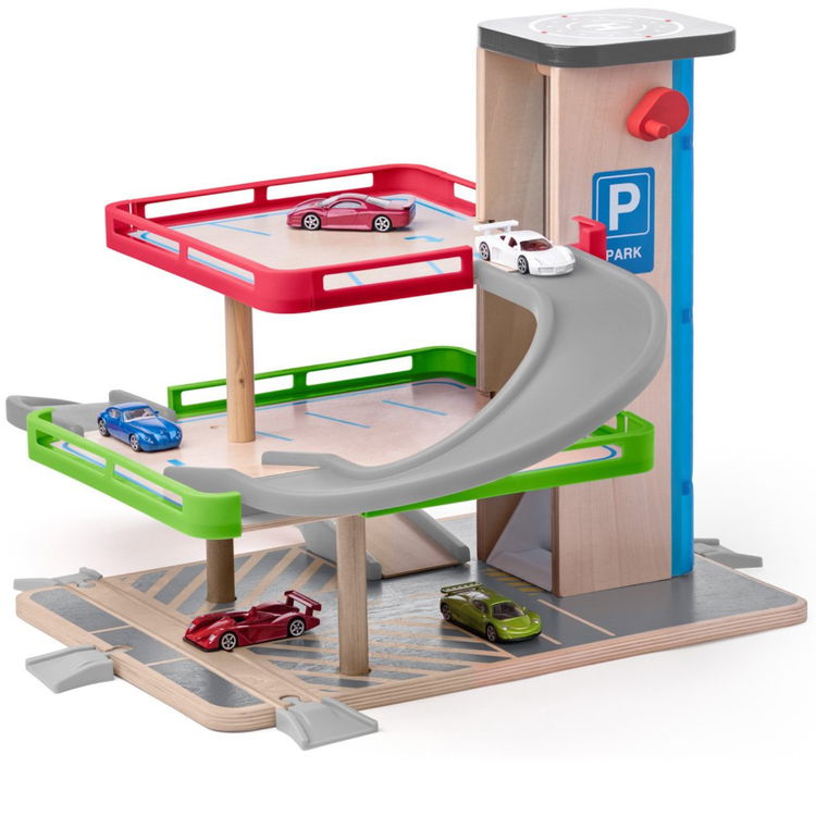 Дървен гараж с асансьор и колички