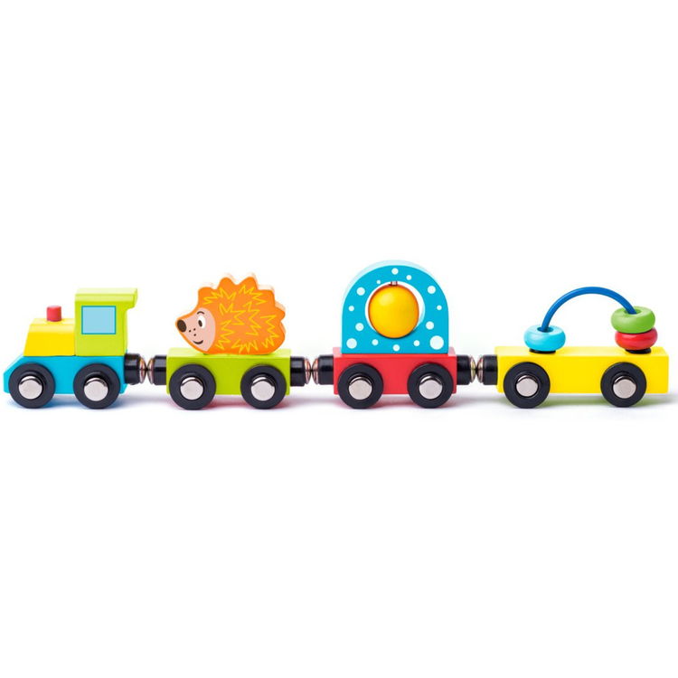 Дървено бебешко влакче с таралеж