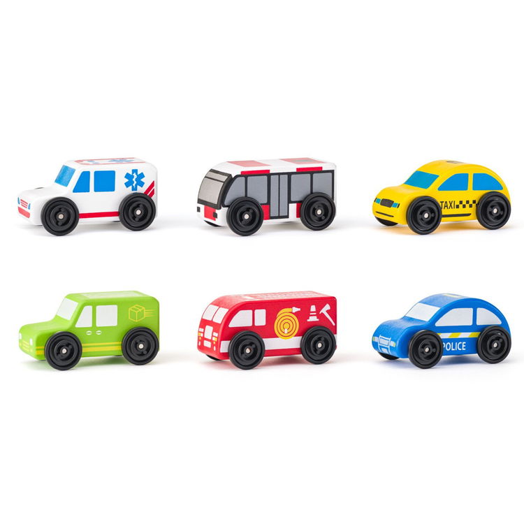 Комплект дървени коли Професионалист, 6 части