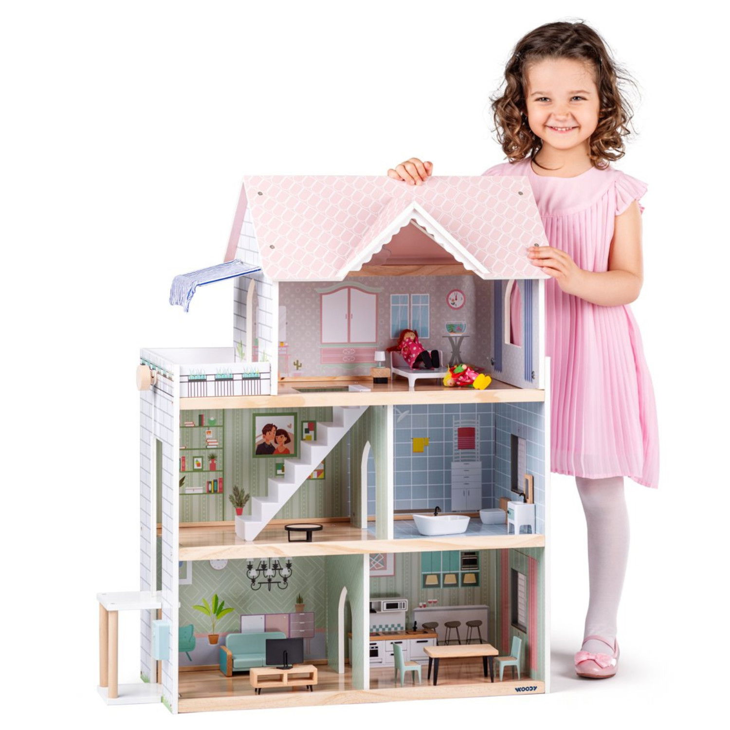 Дървена къща за кукли с обзавеждане Моли