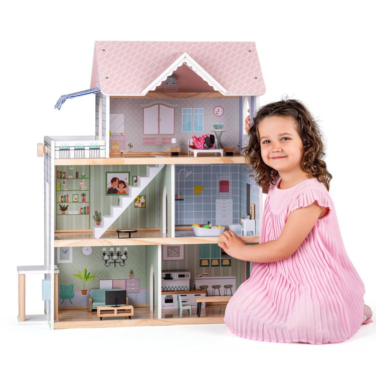 Дървена къща за кукли с обзавеждане Моли