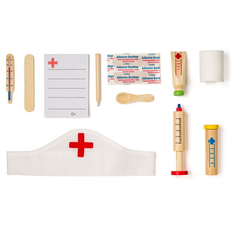 Дървен лекарски комплект в метално куфарче