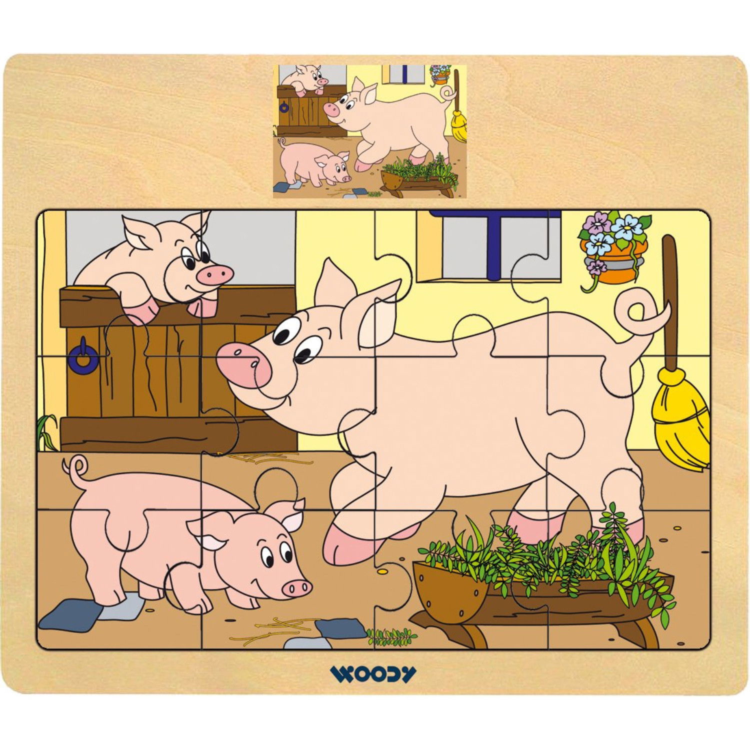 Дървен пъзел Прасенца