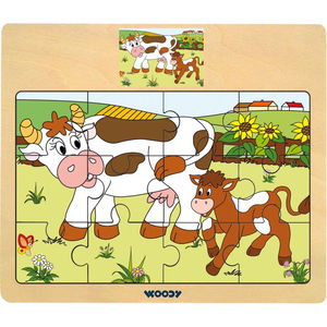 Дървен пъзел Крава и теленце