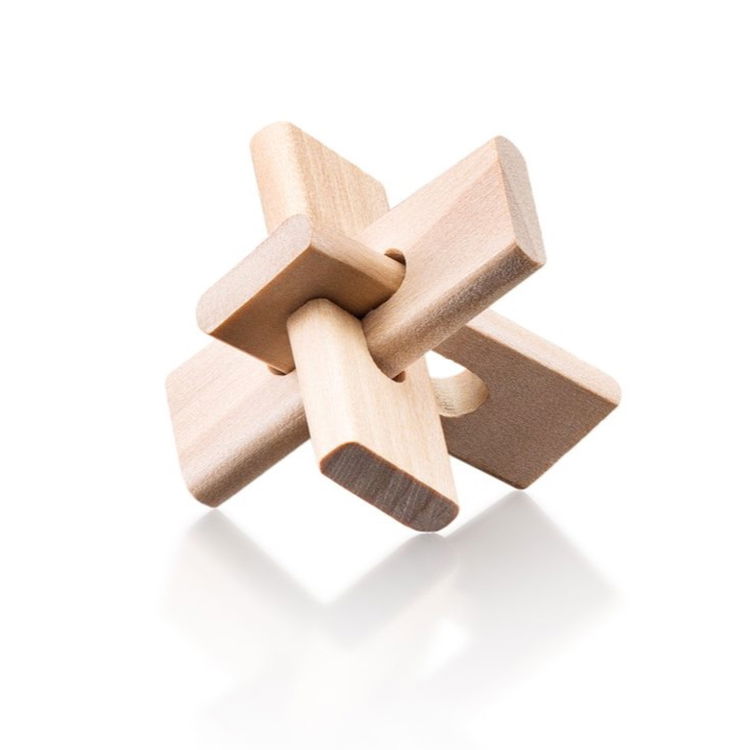 Комплект дървени и метални пъзели-главоблъсканици, 6 броя