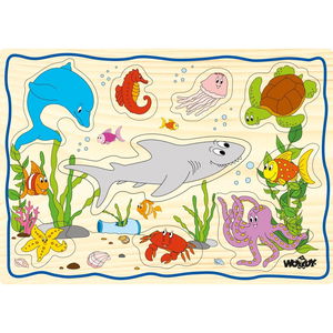 Дървен пъзел с дръжки Животни в морето