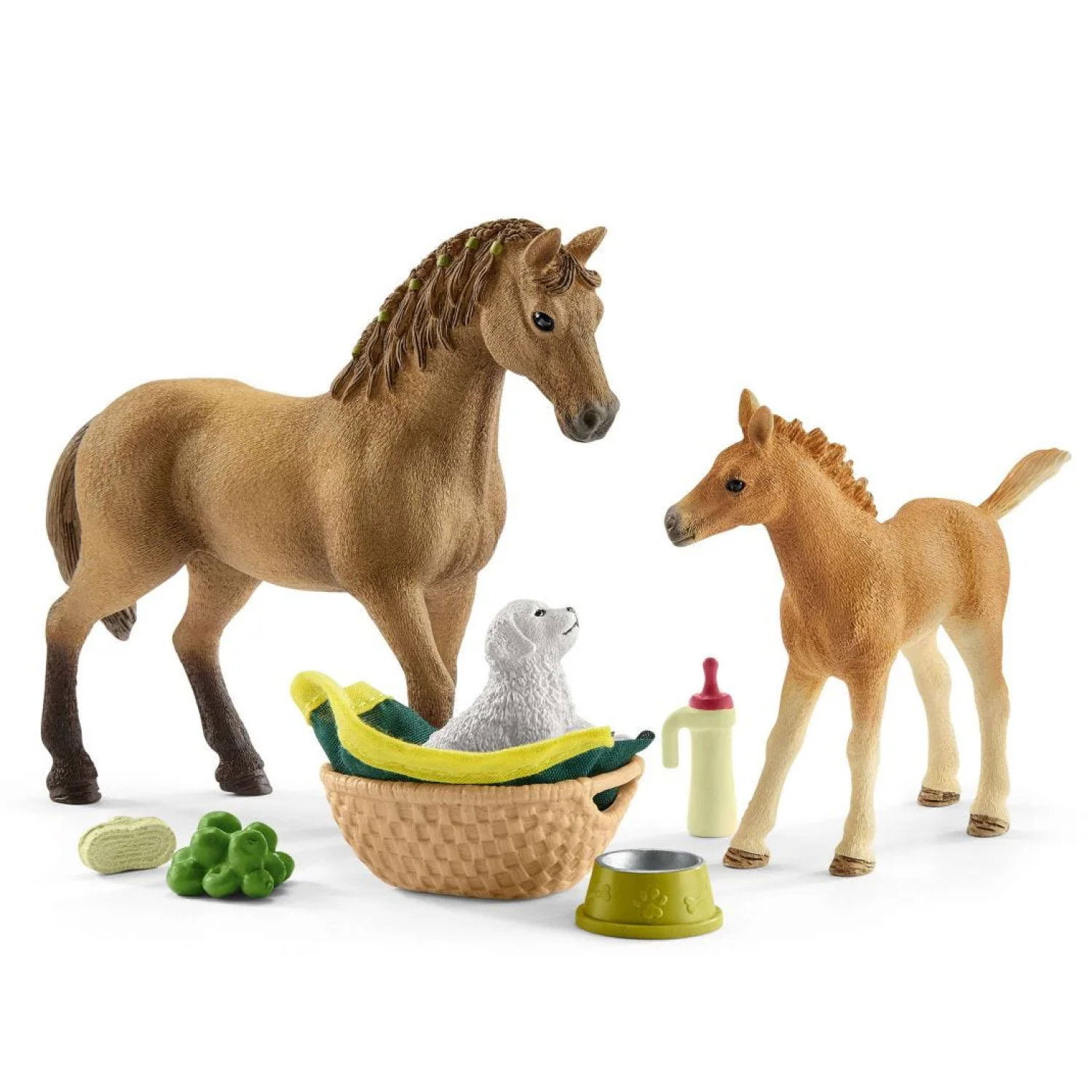 Комплект Кобила с жребче и дете, Schleich