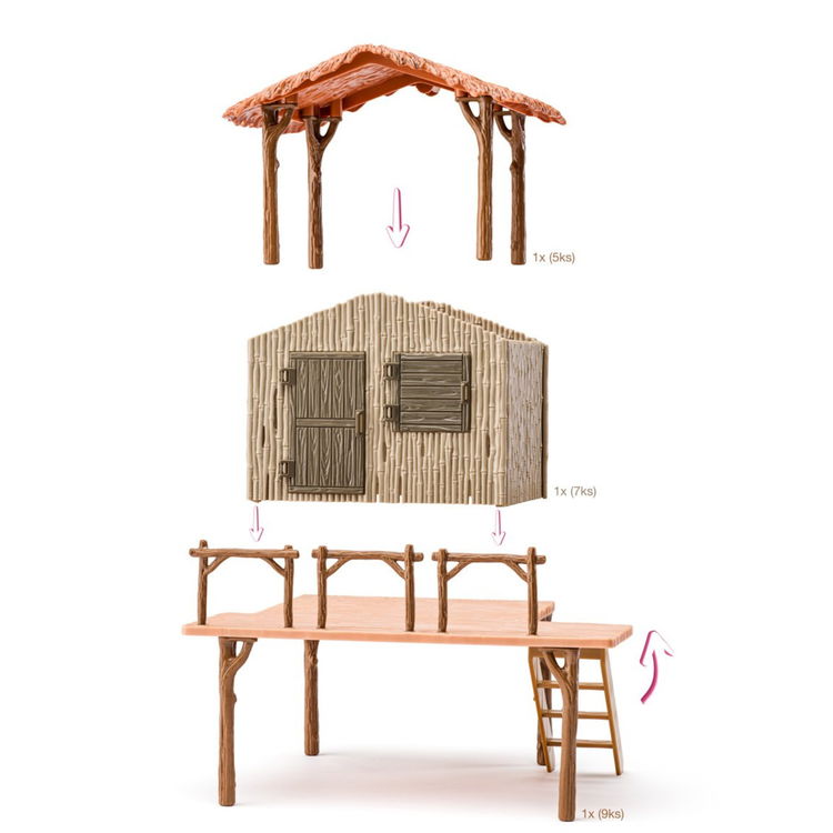 Къща в Африка с животни и аксесоари, 61 части