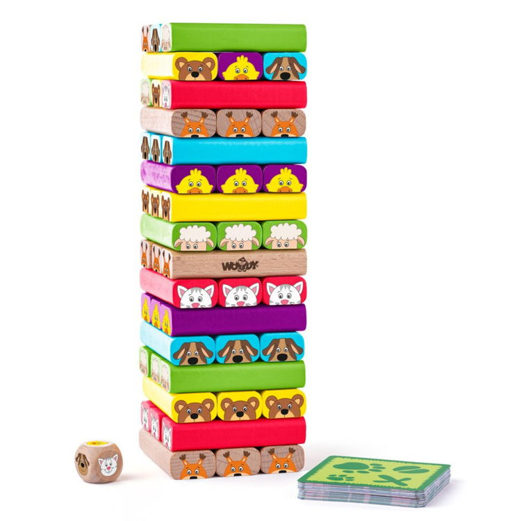 Дървена цветна кула Дженга - Животни