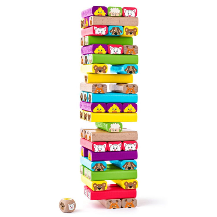 Дървена цветна кула Дженга - Животни