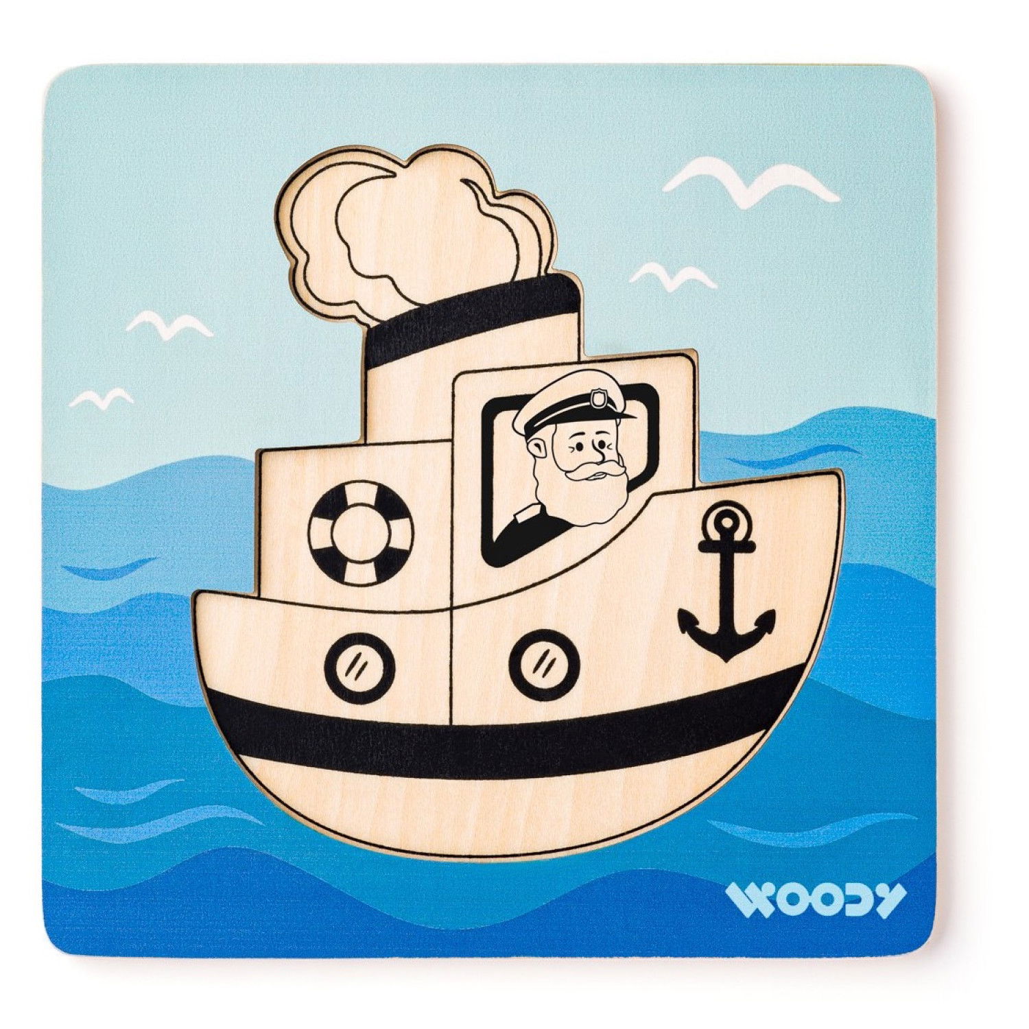 Дървен бебешки пъзел Параход