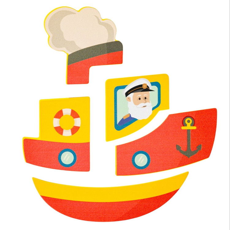 Дървен бебешки пъзел Параход