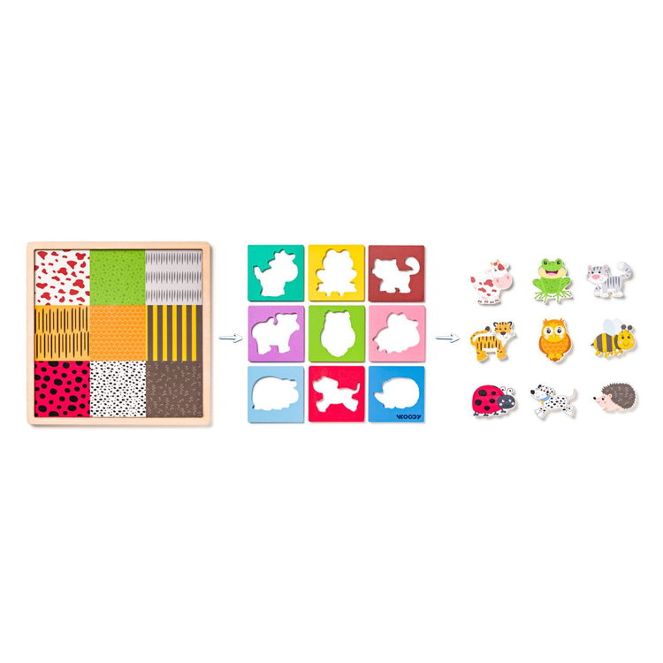 Дървен пъзел Животни