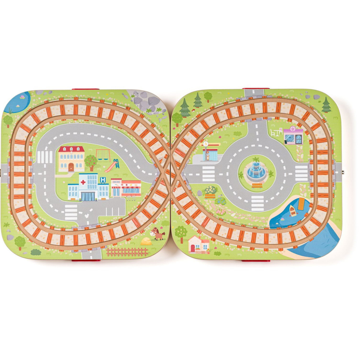 Дървен конструктор в кутия Градът, 57 части