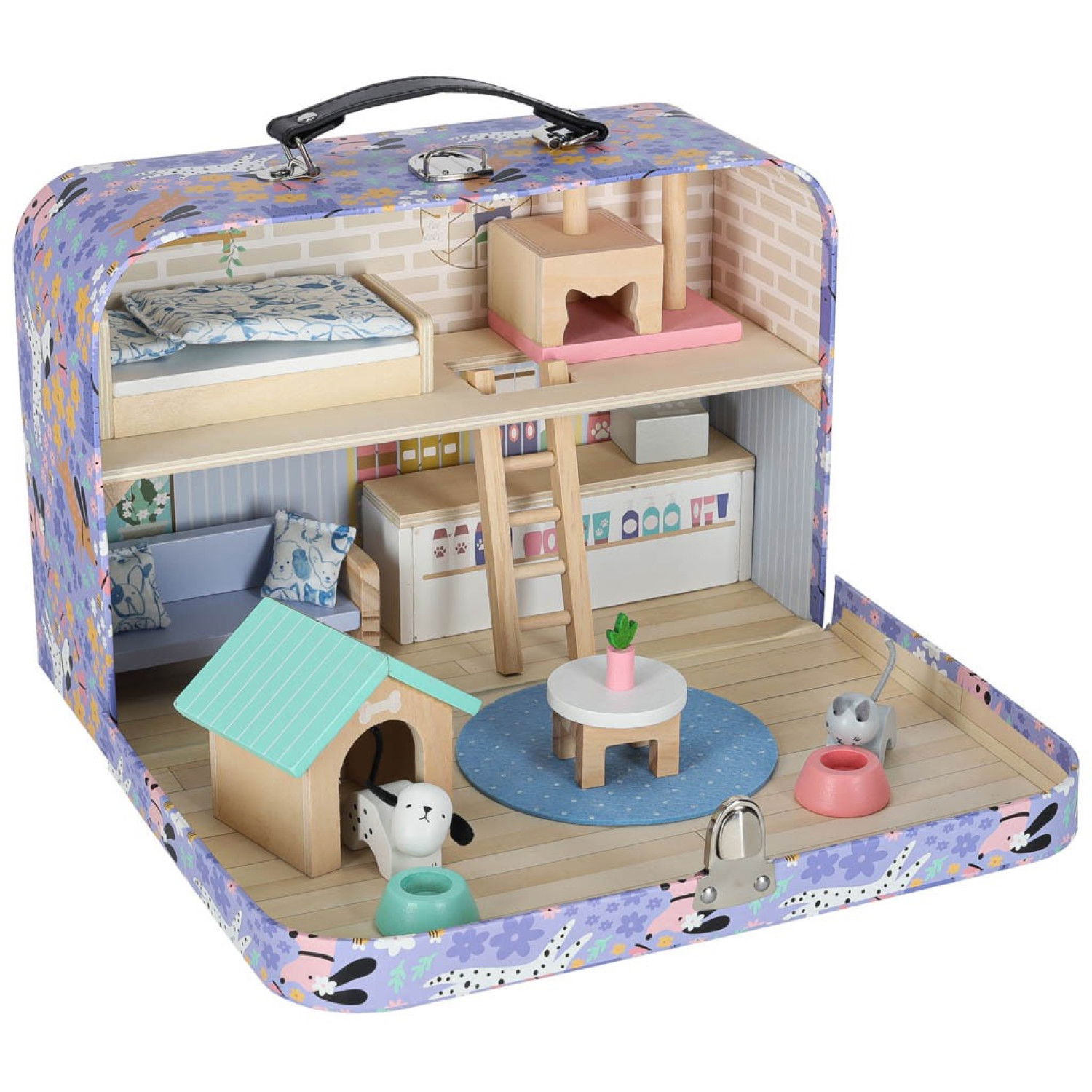 Къща за кукли в куфарче с аксесоари