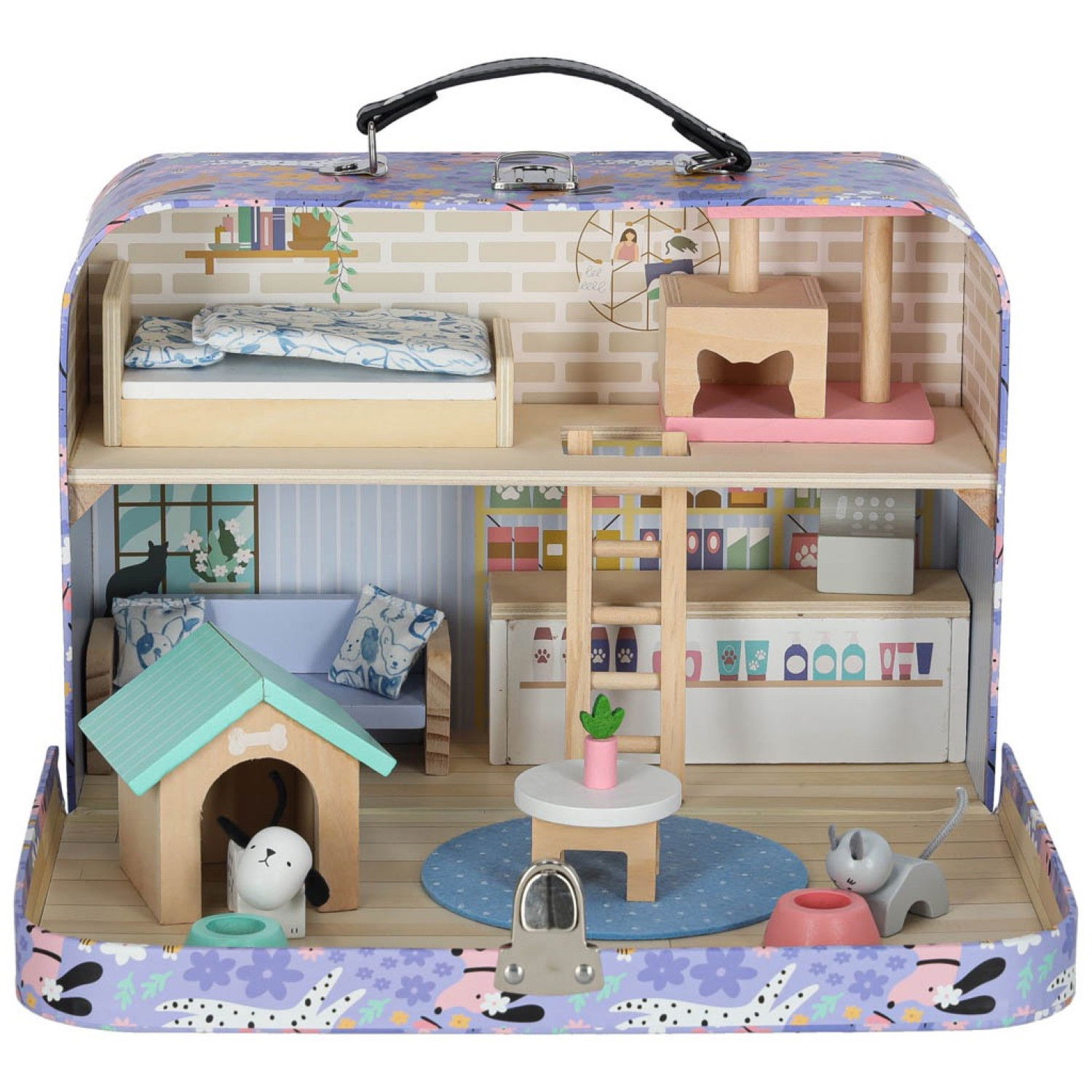 Къща за кукли в куфарче с аксесоари