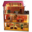 Дървена къща за кукли с LED осветление и аксесоари