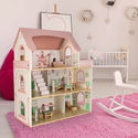 Дървена къща за кукли с LED осветление и аксесоари