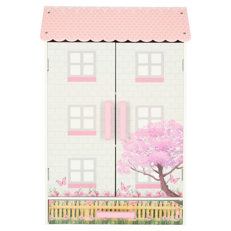 Дървена къща за кукли с чекмедже и аксесоари