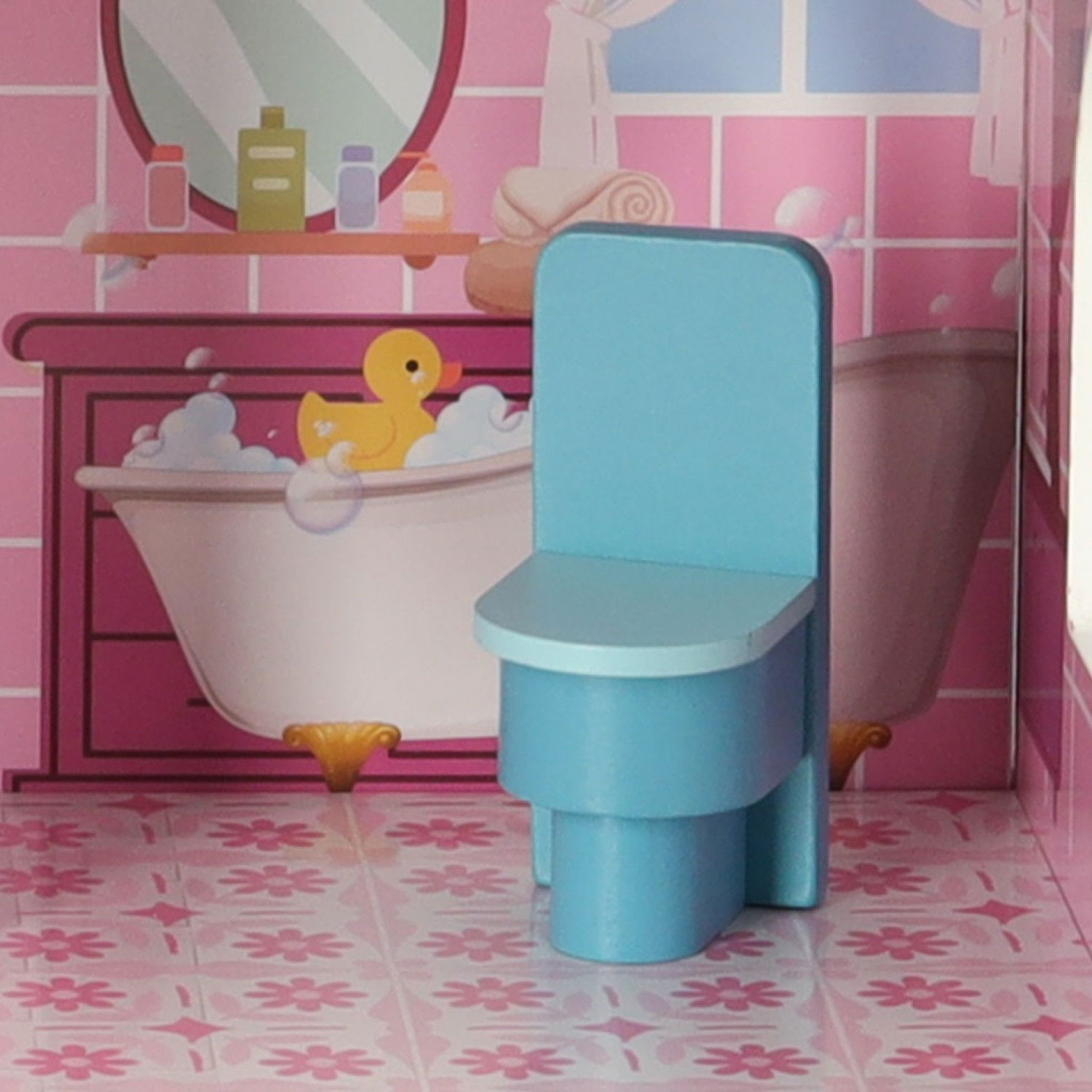 Дървена къща за кукли с чекмедже и аксесоари