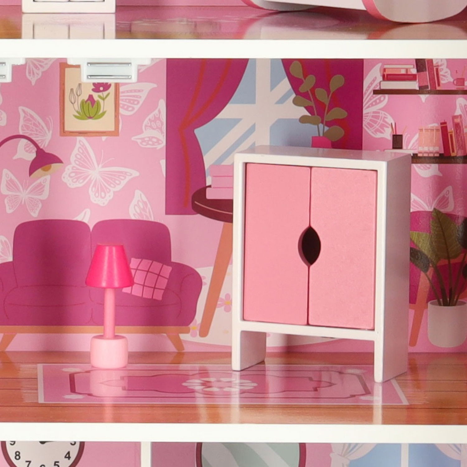 Дървена къща за кукли с чекмедже и аксесоари