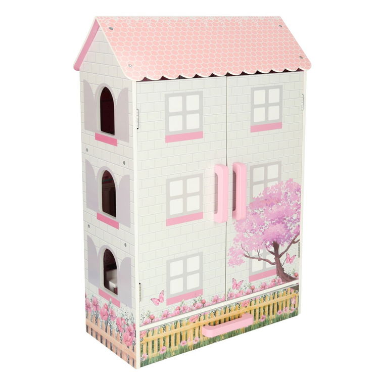 Дървена къща за кукли с чекмедже и аксесоари