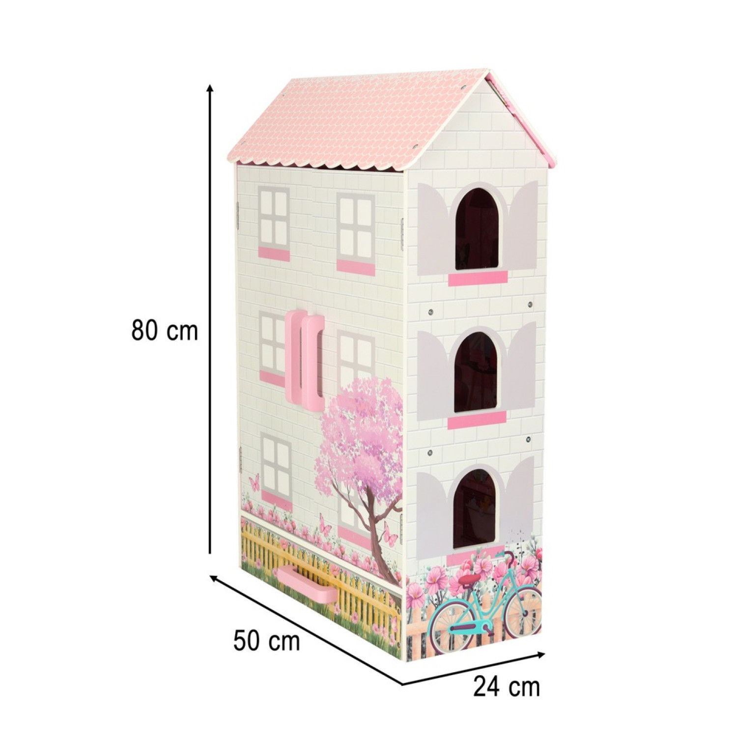 Дървена къща за кукли с чекмедже и аксесоари