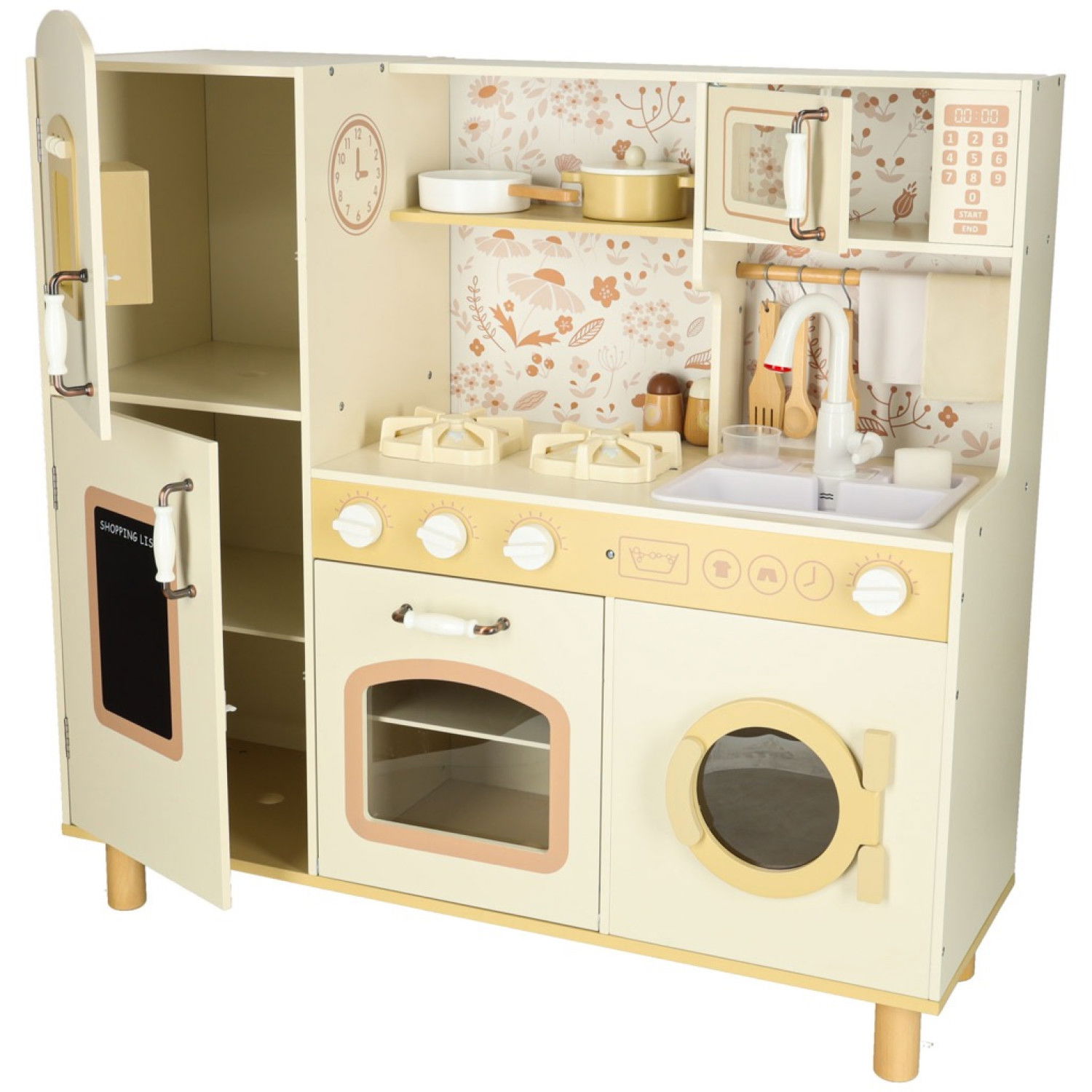 Детска дървена кухня с вода, звуци и светлина