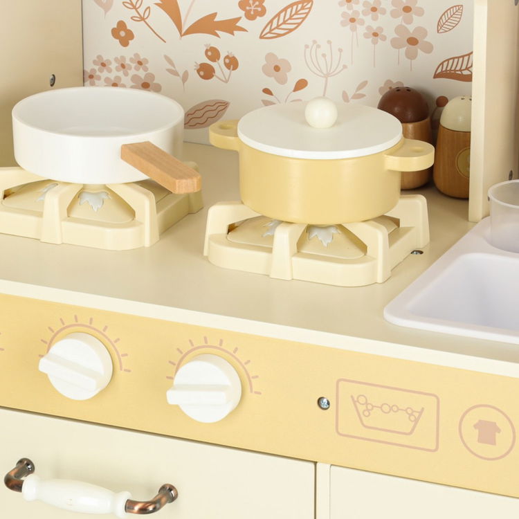 Детска дървена кухня с вода, звуци и светлина