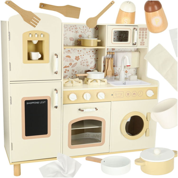 Детска дървена кухня с вода, звуци и светлина