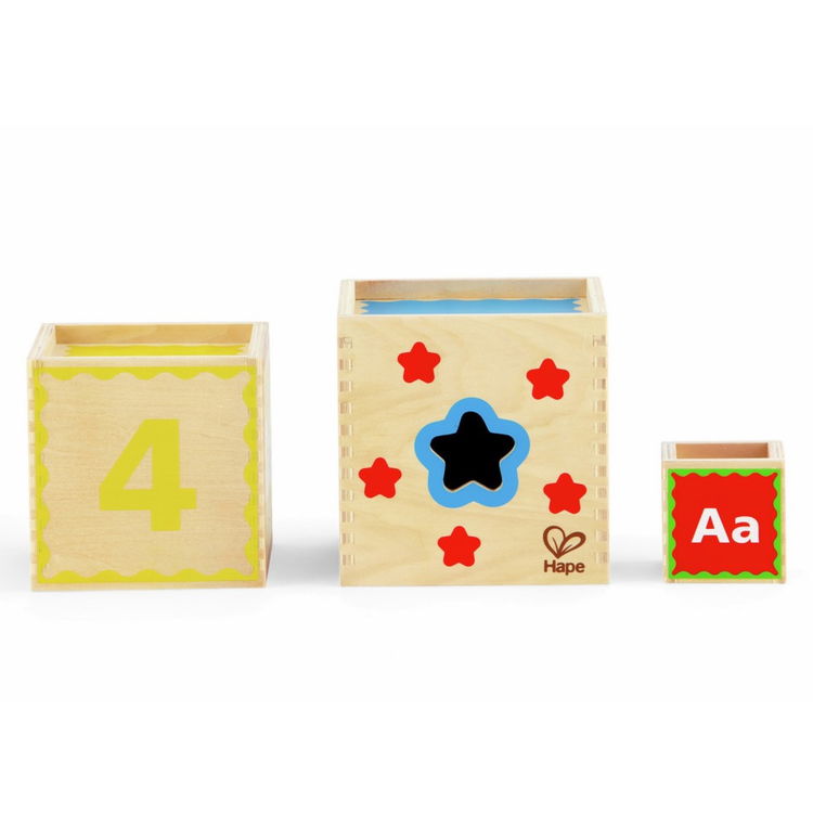 Дървена цветна пирамида - сортер, Hape