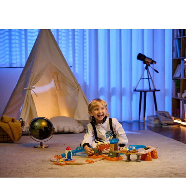 Дървен железопътен комплект Марс, Hape