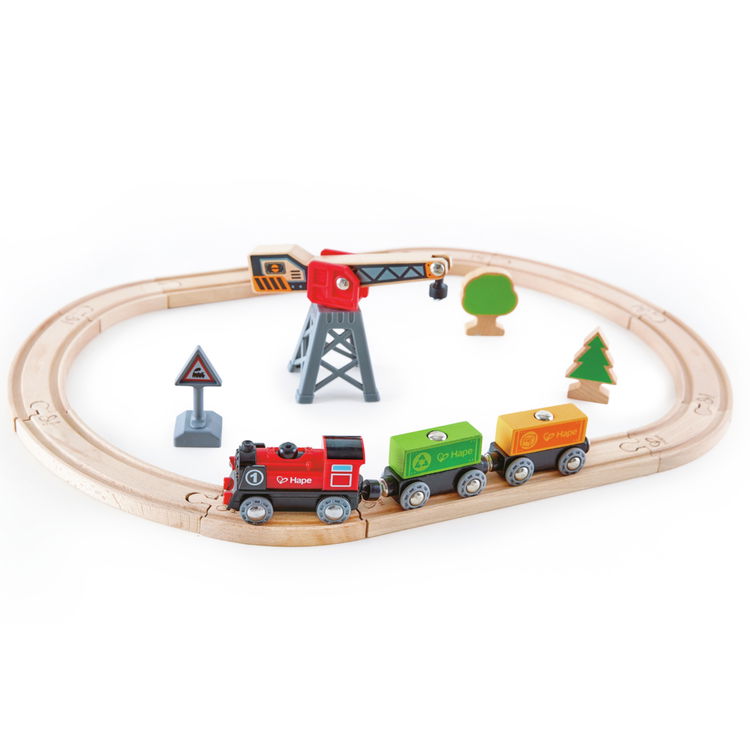 Дървен комплект с влакче - Доставка на товари, Hape