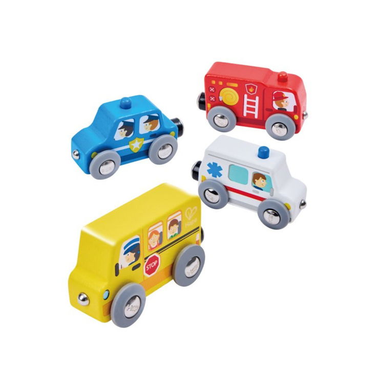 Комплект дървени превозни средства, Hape
