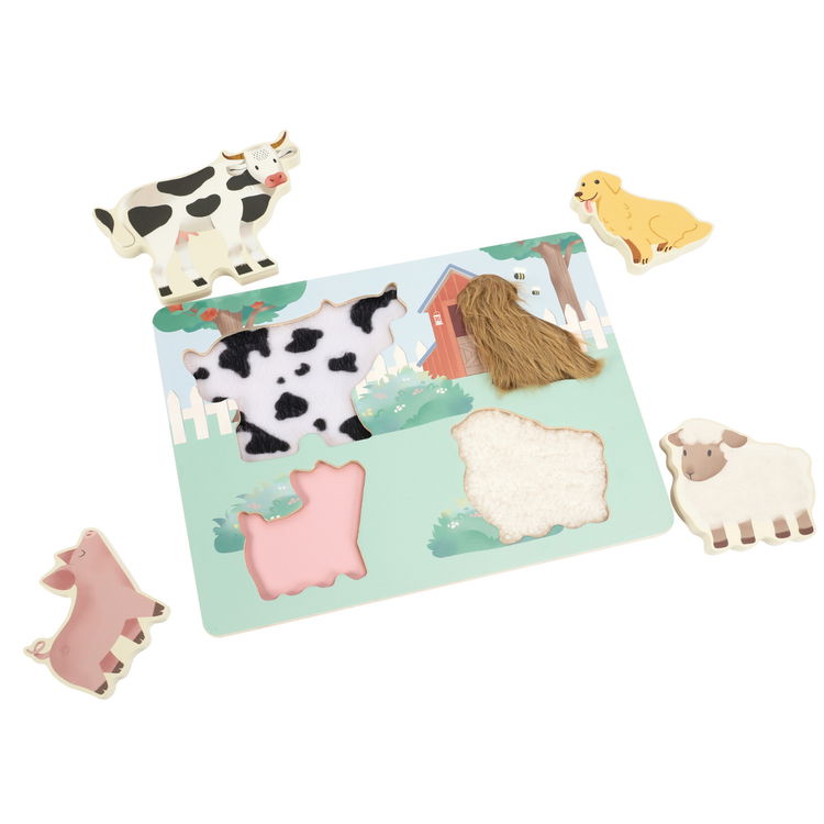 Дървен тактилен пъзел Ферма