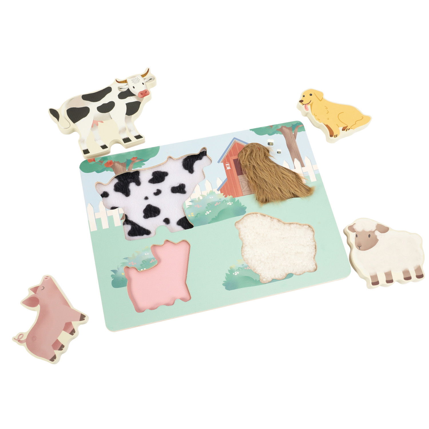 Дървен тактилен пъзел Ферма